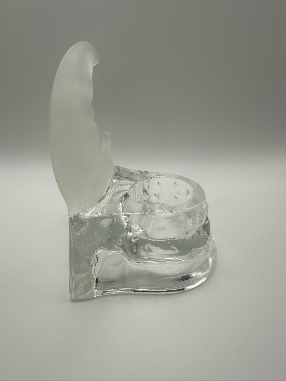 Frosted Glass Celestial Crescent Moon Tea Light Holder Clear - Picture 4 of 10